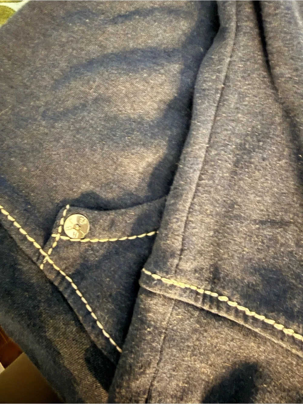 True Religion Men's Zip-Up Hoodie in Dark Navy with Cream Accents